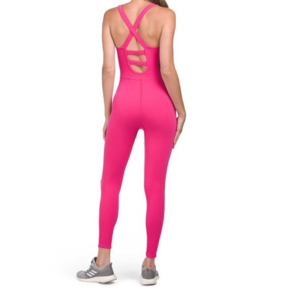 Hot Pink Free People Free Throw Unitard Ribbed Onesie Jumpsuit NEW NWT $78 - Picture 3 of 8